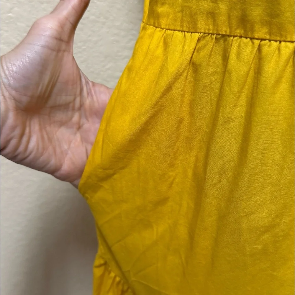 Who What Wear M Yellow Tiered Midi Dress 100% Cotton Square Neck Peasant Prairi - Picture 5 of 7